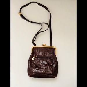 SHARIF AMERICANA Brown Reptile Bag Leather Purse